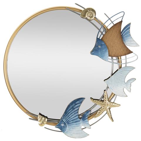 Specchio Con Cornice Pesce 12 - Multicolore - Metallo - 68x5x67 Cm - Foto 1