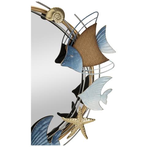 Specchio Con Cornice Pesce 12 - Multicolore - Metallo - 68x5x67 Cm - Foto 2