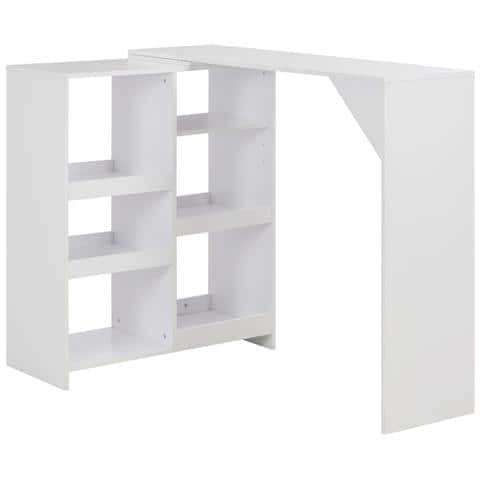 Tavolo Da Bar Con Scaffale Mobile Bianco 138x39x110 Cm - Foto 2