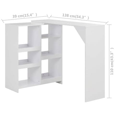 Tavolo Da Bar Con Scaffale Mobile Bianco 138x39x110 Cm - Foto 6
