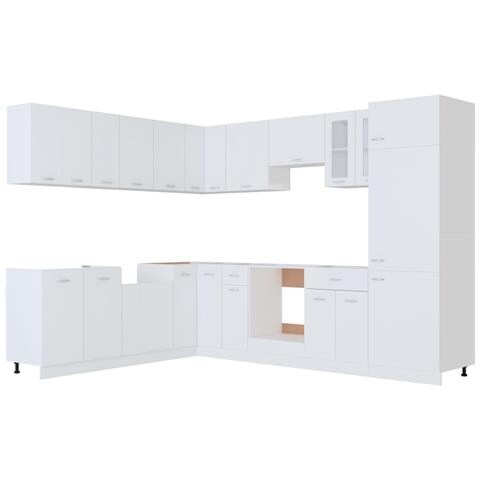 Lusso Casadino - Set Armadi Da Cucina 14 Pz Lyon Bianco In Truciolato - Foto 2