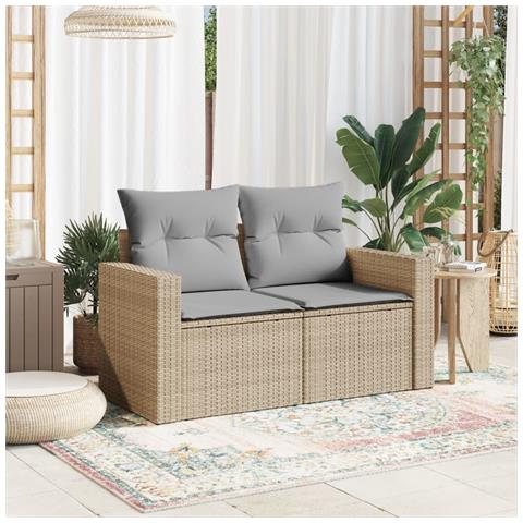 Lusso Casadino -  Divano Da Giardino Con Cuscini A 2 Posti Beige In Polyrattan - Foto 2