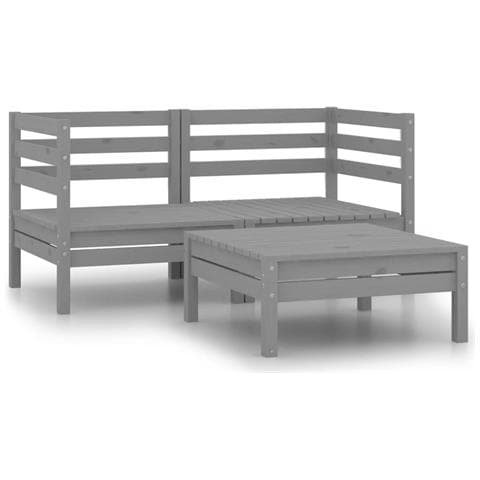Lusso Casadino -  Set Divani Da Giardino 3 Pz Grigio In Legno Massello Di Pino - Foto 1