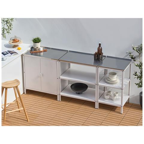 Set Da 3 Per Cucina Da Esterno Vilama Metallo Bianco - Foto 1