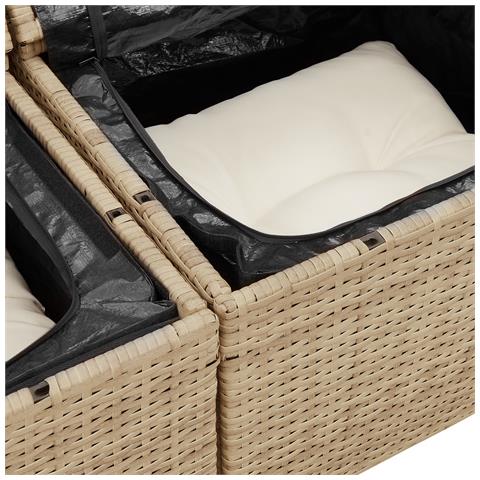 Set da Giardino  di 11 pezzi con Cuscini Beige Polyrattan Acacia, Set da Pranzo da Giardino  di 3 pezzi con Cuscini Beige Polyrattan Acacia - Foto 8