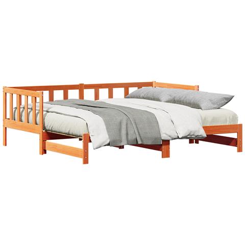 Letto Giorno Estraibile senza Materasso Marrone Cera 2x(80x200) cm - Foto 1