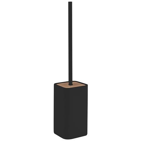 Scopino Wc Con Ciuffo In Setole D'appoggio In Resina E Bambù 1333 Serie Ninfea Nero Matt - Foto 1