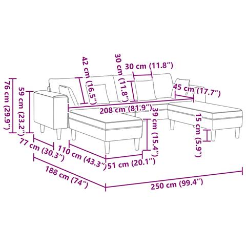Set di divani 3 pcs Turchese Velluto - Foto 9