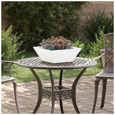 Vaso a Ciotola da Giardino Bianco 40 x 40 x 15 cm Acciaio - Foto 2