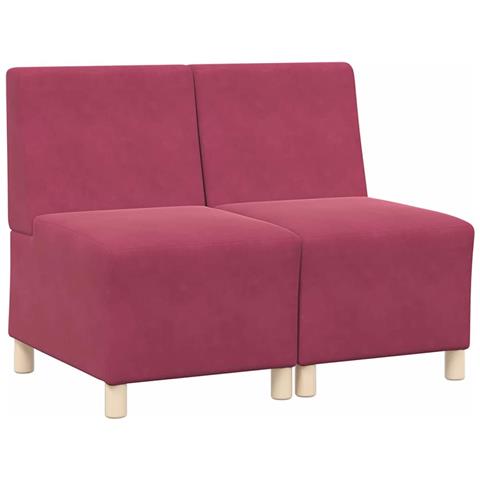 Unità di Divano Modulare Senza Braccioli 2 pcs Rosso vino - Foto 1