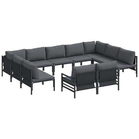 Set Divano da Giardino 11 pcs Antracite Acciaio - Foto 1