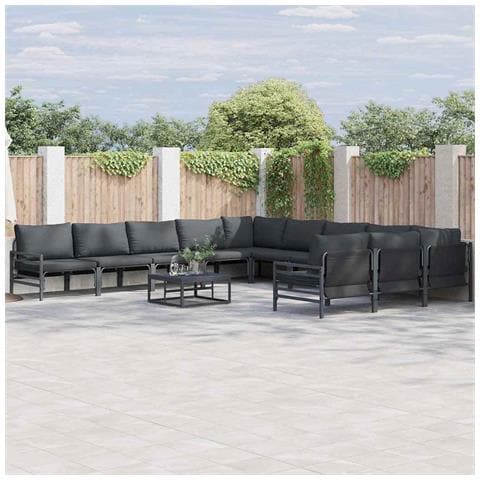 Set Divano da Giardino 11 pcs Antracite Acciaio - Foto 2