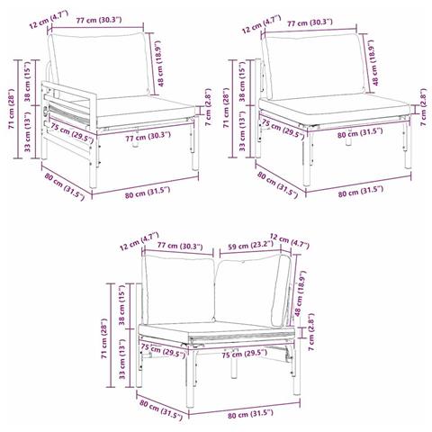 Set Divano da Giardino 11 pcs Antracite Acciaio - Foto 9