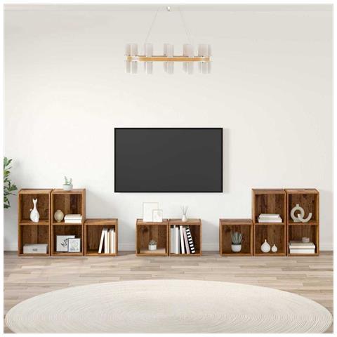 Set di mobili TV 8 pz Legno vecchio Legno ingegnerizzato - Foto 2