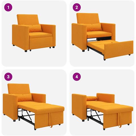 Divano Letto Singolo Giallo scuro 90 x 165 x 87 cm Tessuto - Foto 9
