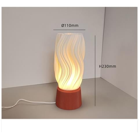 Lampada Da Tavolo Dimmerabile Usb Stile Nordico Con Base Stampata In 3d - Luce Notturna Ambientale Da Comodino - Foto 3
