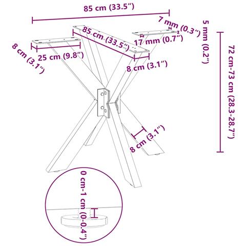 Gamba per Tavolo da Pranzo a Forma di Ragno Antracite 85x85x(72-73) cm Acciaio - Foto 9