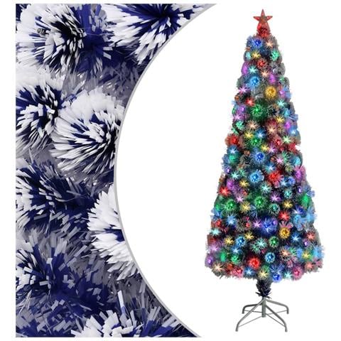 Lusso Casadino - Albero Natale Preilluminato Bianco E Blu 240 Cm In Fibra Ottica - Foto 2