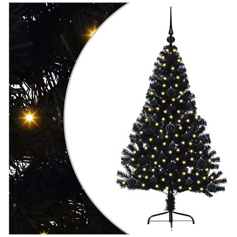 Albero di Natale artificiale con luci integrate Nero 120 cm PVC - Foto 1