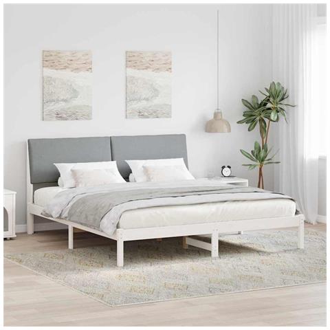 Struttura del Letto Bianco e grigio chiaro 200 x 200 cm - Foto 2
