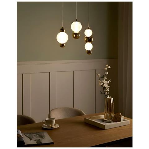 Lampadario A 3 Luci Sora Led Vetro Oro - Foto 1