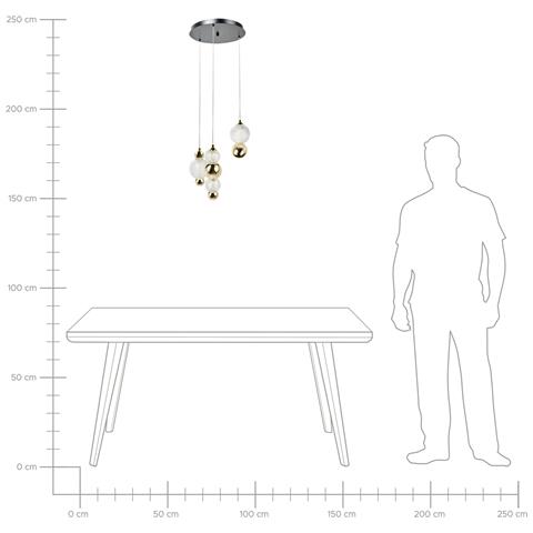Lampadario A 3 Luci Sora Led Vetro Oro - Foto 7