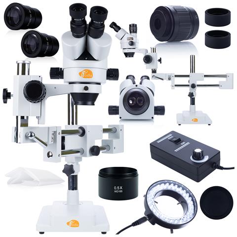 Mikroscopio Stereoscopico Trinoculare Jupiter Pro Msjp-t-sdms1 - Alta Qualità Ottica, Zoom 7x-45x | Oculare Wf10x / 20mm, Illuminatore 56xled | Uso Professionale - Foto 1