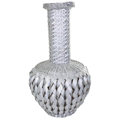 Vaso In Bambù Laccato Argento 15x38x71h - Foto 1