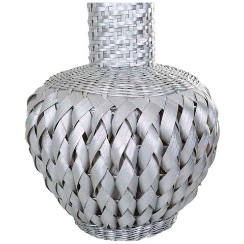 Vaso In Bambù Laccato Argento 15x38x71h - Foto 3