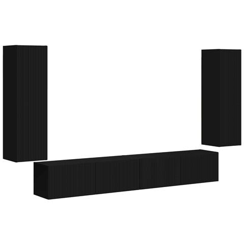 Set di Mobiletto da TV a Parete 4 pcs Nero Legno multistrato - Foto 1