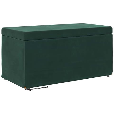 Pouf Verde Scuro 81 x 41 x 40 cm Velluto e Legno Ingegnerizzato - Foto 1