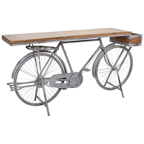 Mobile Da Ingresso In Legno E Metallo Laccato Argento 198x50x94h - Foto 1