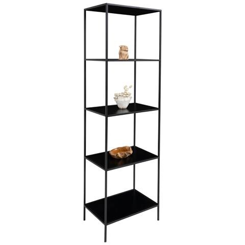 Libreria Vita A 5 Ripiani In Nero Con Struttura In Acciaio, 51×36×170 Cm - Foto 1