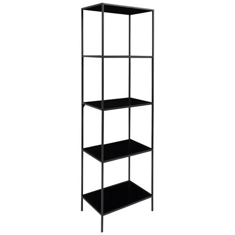 Libreria Vita A 5 Ripiani In Nero Con Struttura In Acciaio, 51×36×170 Cm - Foto 2