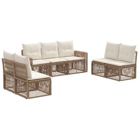 Set Divano da Giardino 7 pcs Beige e Bianco Crema polyrattan - Foto 1