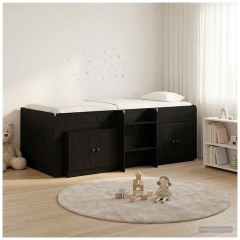 Struttura Letto Loft con Armadietto 3 pz Nero Legno multistrato - Foto 2