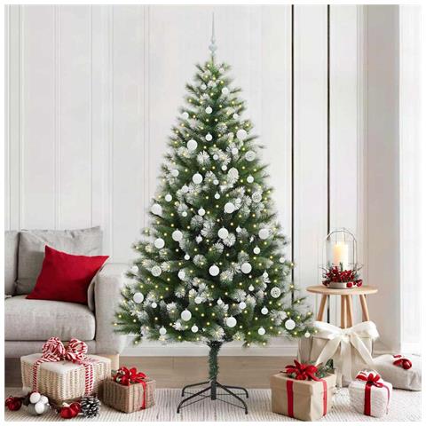 Albero di Natale artificiale con rami snodati e neve imbiancata - Foto 2