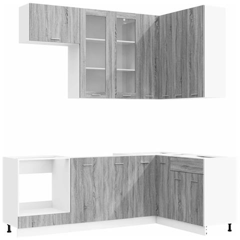 Unità Cucina LYON 8 pz Sonoma grigio Legno ingegnerizzato - Foto 1