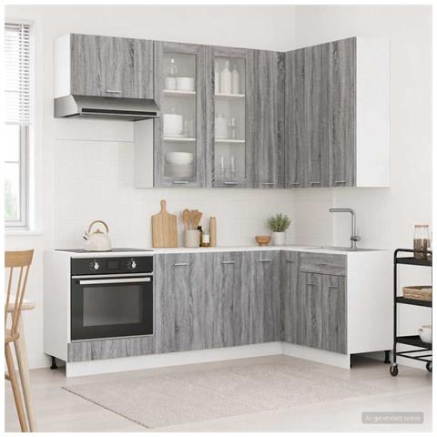 Unità Cucina LYON 8 pz Sonoma grigio Legno ingegnerizzato - Foto 2