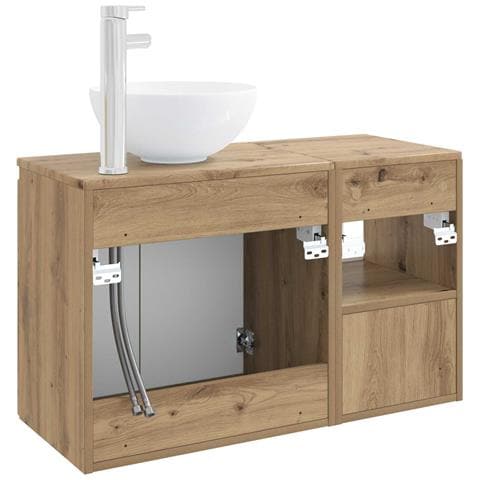 Set di mobili per il bagno 2 pz Rovere Artigianale - Foto 2