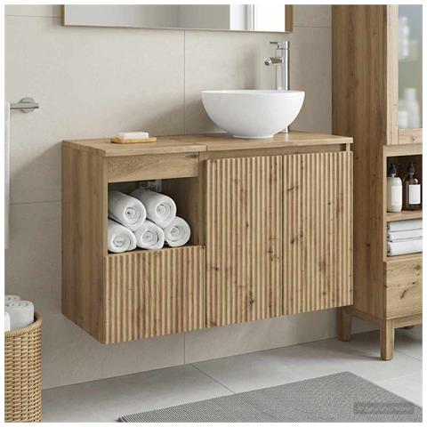 Set di mobili per il bagno 2 pz Rovere Artigianale - Foto 10
