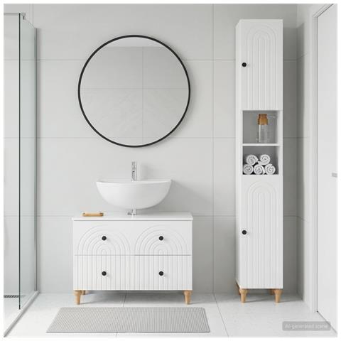 Set di Armadi da Bagno da 2 Pezzi ALKMAAR Bianco Lucido - Foto 2