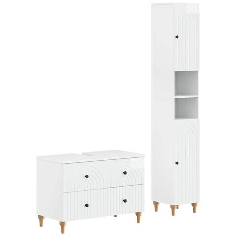 Set di Armadi da Bagno da 2 Pezzi ALKMAAR Bianco Lucido - Foto 1