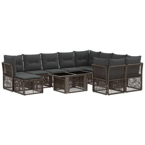 Set Divano da Giardino 11 pz Grigio polyrattan - Foto 1
