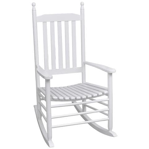 Sedia a Dondolo con Sedile Curvo Bianco in Legno - Foto 1