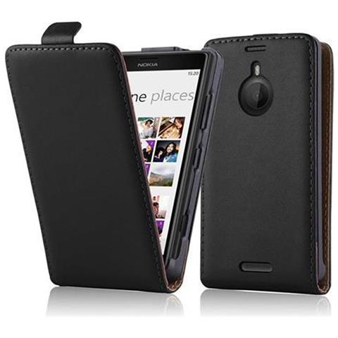 Custodia Compatibile Con Nokia Lumia 1520 In Nero Carbone - Coperchio Protettivo In Design Flip Realizzato In Finta Pelle Liscia - Foto 2