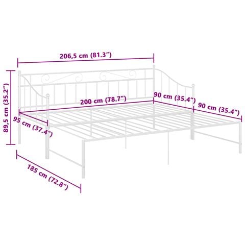 Telaio Divano Letto Estraibile Bianco In Metallo 90x200 Cm - Foto 2