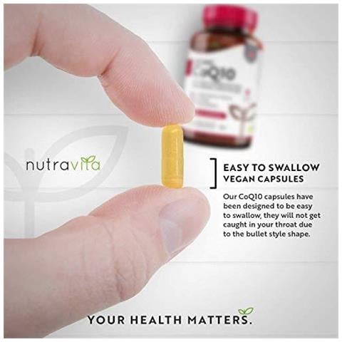 Co Enzima Q10 200mg - 100 Puro E Fermentazione Naturale Ubiquinone - 120 Vegan Capsule Di Alta Resistenza Coq10 (4 Mesi Supply) - Made In Uk Da Nutravita - Foto 2