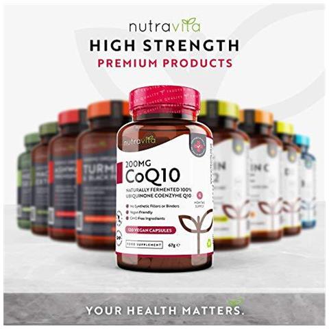 Co Enzima Q10 200mg - 100 Puro E Fermentazione Naturale Ubiquinone - 120 Vegan Capsule Di Alta Resistenza Coq10 (4 Mesi Supply) - Made In Uk Da Nutravita - Foto 4