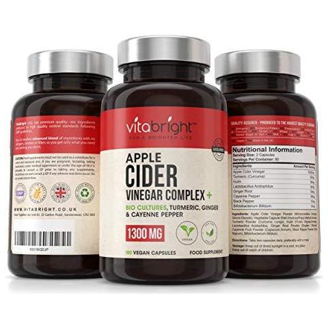 Aceto Di Mele Complex - 1300mg - 180 Capsule - Con Simbiotici Prebiotici Curcuma Zenzero E Pepe Di Caienna - Per Men Women - Made In Uk Da - Foto 4